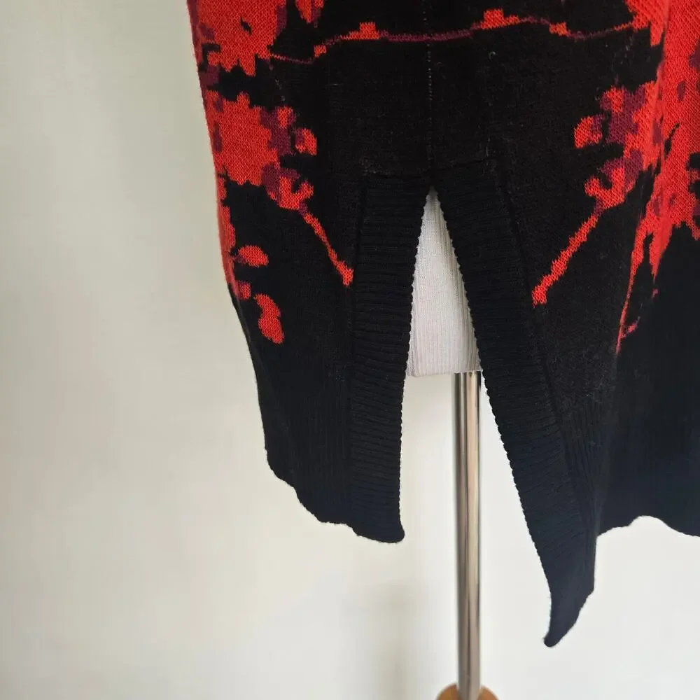 Diane von Furstenberg Merino Wool Floral Sweater Cowl Neck Bold Artsy Women XS